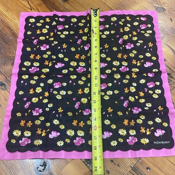 Yves Saint Laurent YSL Floral Handkerchief Small Scarf cotton Authentic vintage - Picture 3 of 8